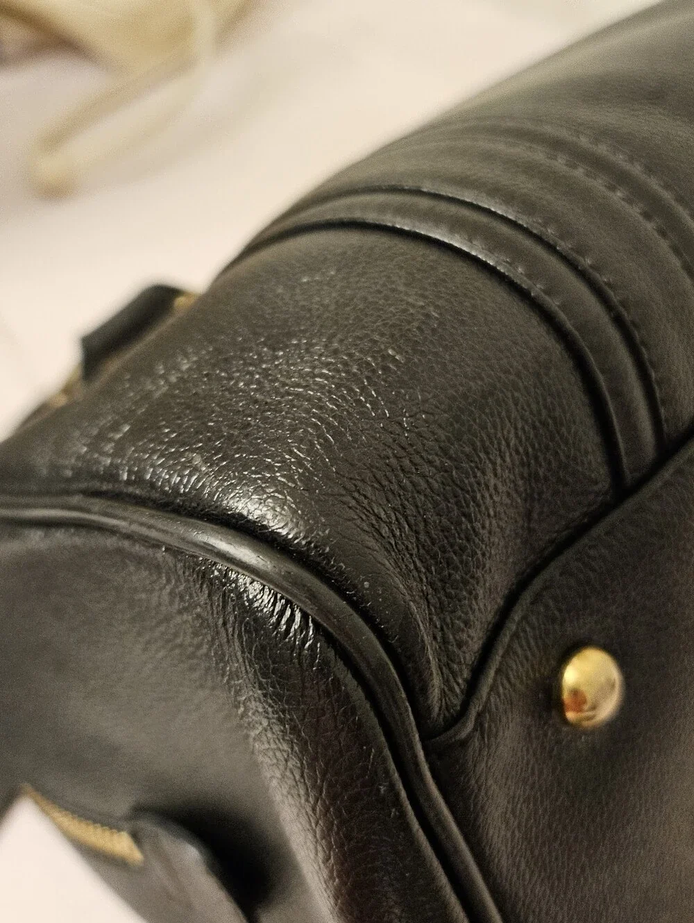 MCM Black Pebbled Leather Boston Bowler Satchel – Gold Hardware - Picture 15 of 16